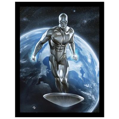 Fantastisches gerahmtes Poster mit vier silbernen Surfern