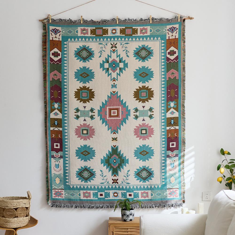 Retro Star and Moon Cloud Scene Hanging Cloth Art Style Fabric Hanging Painting Homestay Wall Decoration Background Cloth Cotton Yarn Fringed Tapestry