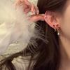 Vintage Red Bow Headband Earrings, High-End Earrings For Autumn And Winter Wedding Commuting