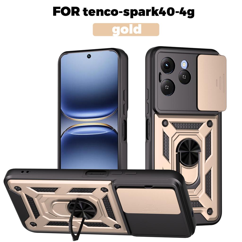 Funda for Tecno Spark 40 4G Case Slide Camera Protection Ring Stand Shockproof Cover for Tecno Spark 40 4G Capa Funda