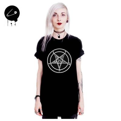White Baphomet Symbol White Logo Gothic Grunge Alternative Occult Punk Rock Tee