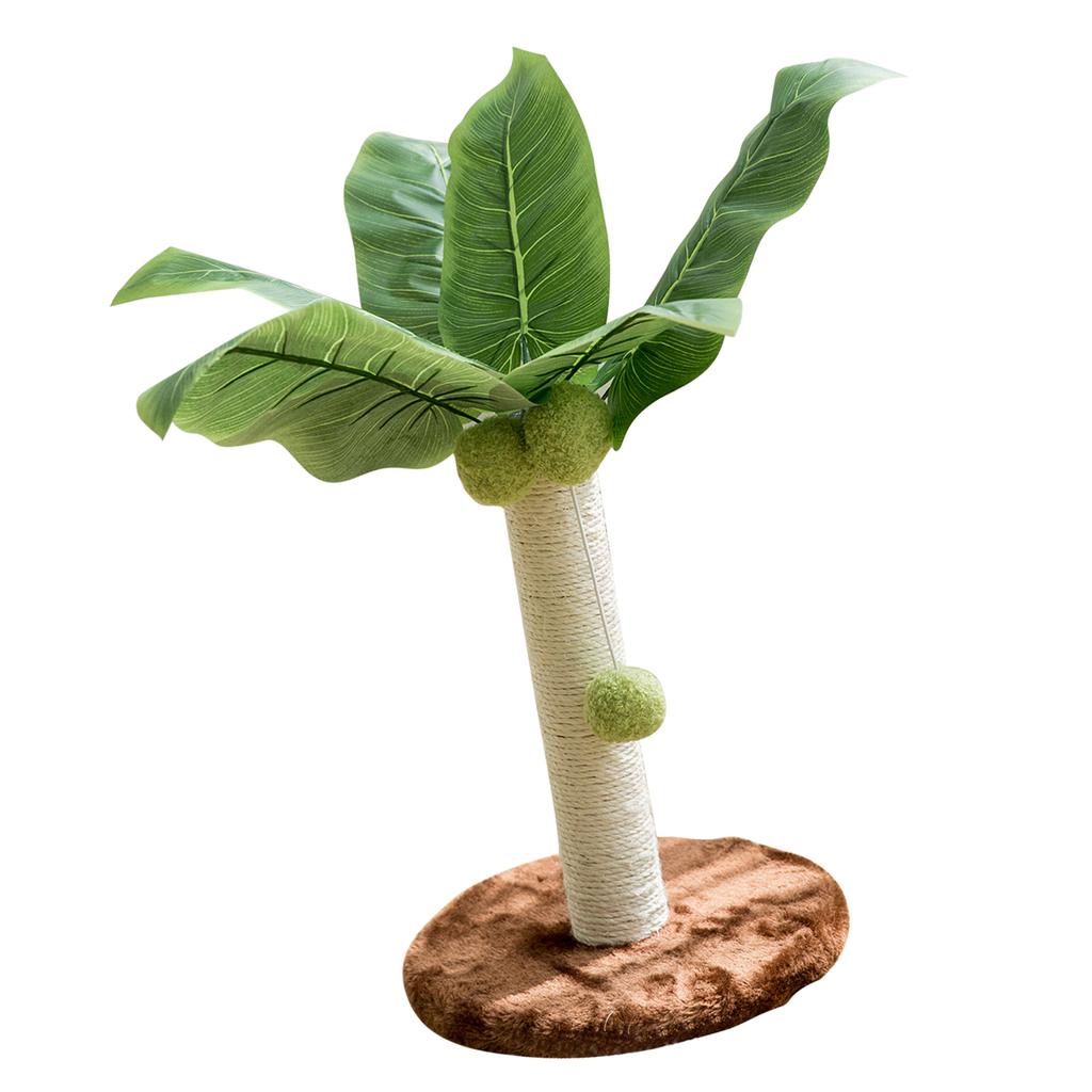 Cat Scratching Post 12.6in High 9.8in Base Hanging Balls Green Leaves Sisal Hemp Cat Scratcher for House Bedroom Indoor