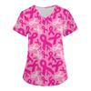 Women's Fashion Easter Printed Short Sleeve V-Neck Top Small Pocket Work T-Shirt