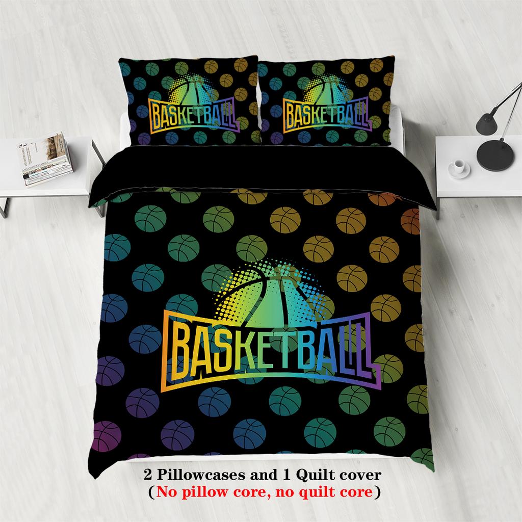 3-piece set, colorful basketball pattern printed duvet set, queen, king, double bed, party  funny and creative bedding set