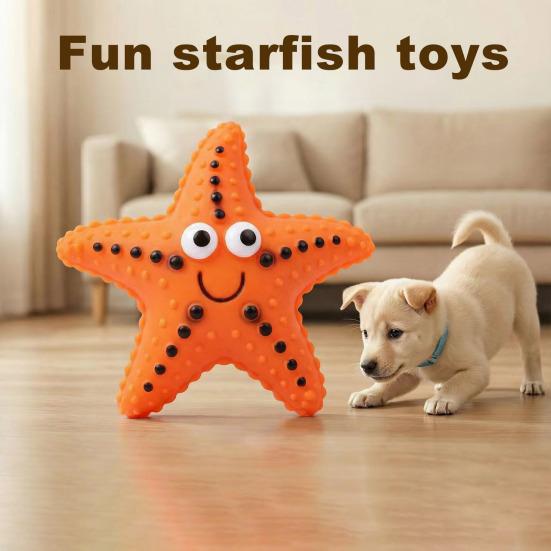 Sternförmiger TPR Hundekauspielzeugball Bissfester Haustierspielzeug mit Beißtextur & Quietscher Interaktiver Zahnsteinentfernungs-Hundespielzeug für kleine mittlere Rassen