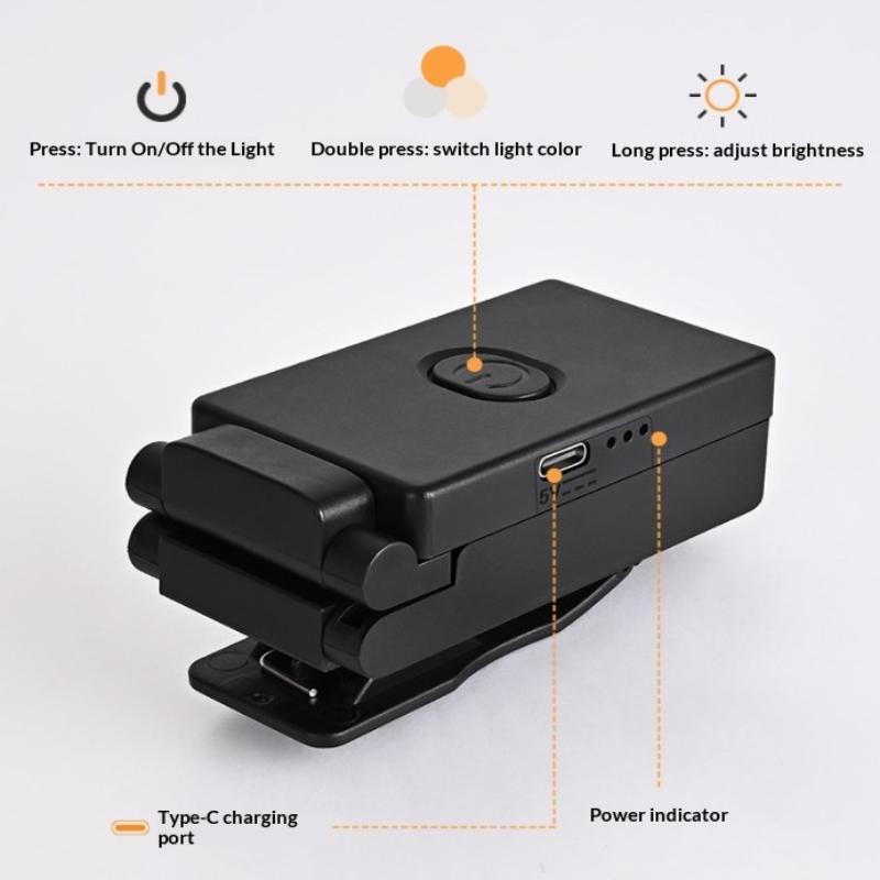 Luz de Leitura com Clipe Ra98 Recarregável por USB Sem Cintilação Luz para Livros para Leitura Noturna
