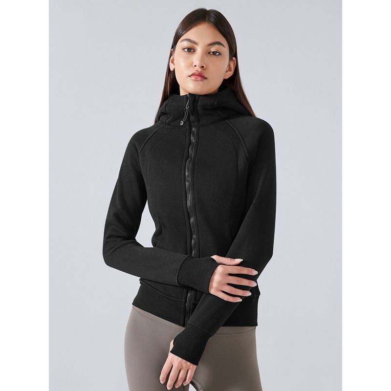 Winter Yoga Clothing Top Outdoor Sports Running Jacket Women Fall and Winter Fleece Cardigan Slim-Fit Hood Sweatshirt Women