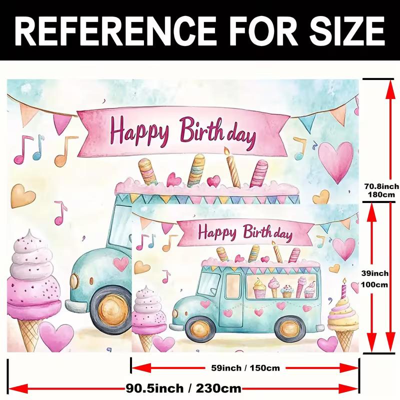 Pastel Blue Ice Cream Van Tapestry for Birthday Celebration