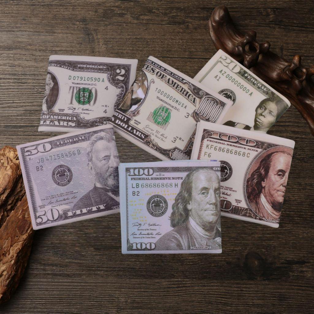 Unisexová krátká peněženka s kreativními vzory měn z různých zemí