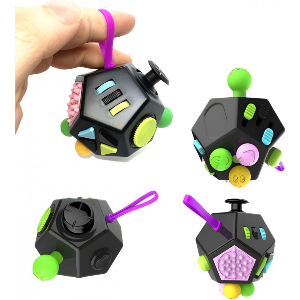 Fidget Cube, 12 Sides Premium Quality Fidget Cube Anti Decompression Relieves Stress and Anxiety for ADD, ADHD, OCDColorful