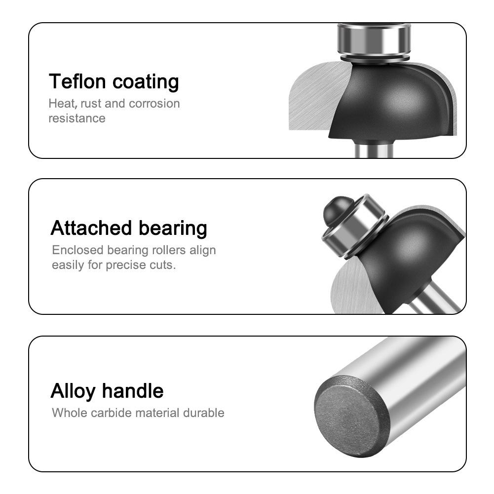 Holzbearbeitung Anfaswerkzeug Nutfräser R-Winkelmesser 1/2 Griff 1/4 Griff Kantenfräser Linienanreißmesser Trimmmaschine Gravur