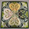 Bright Green Silk Scarf Cape Elegant Floral Design Satin Square Scarves Shawls 90*90cm Fashion Brand Silk Scarf Hijab