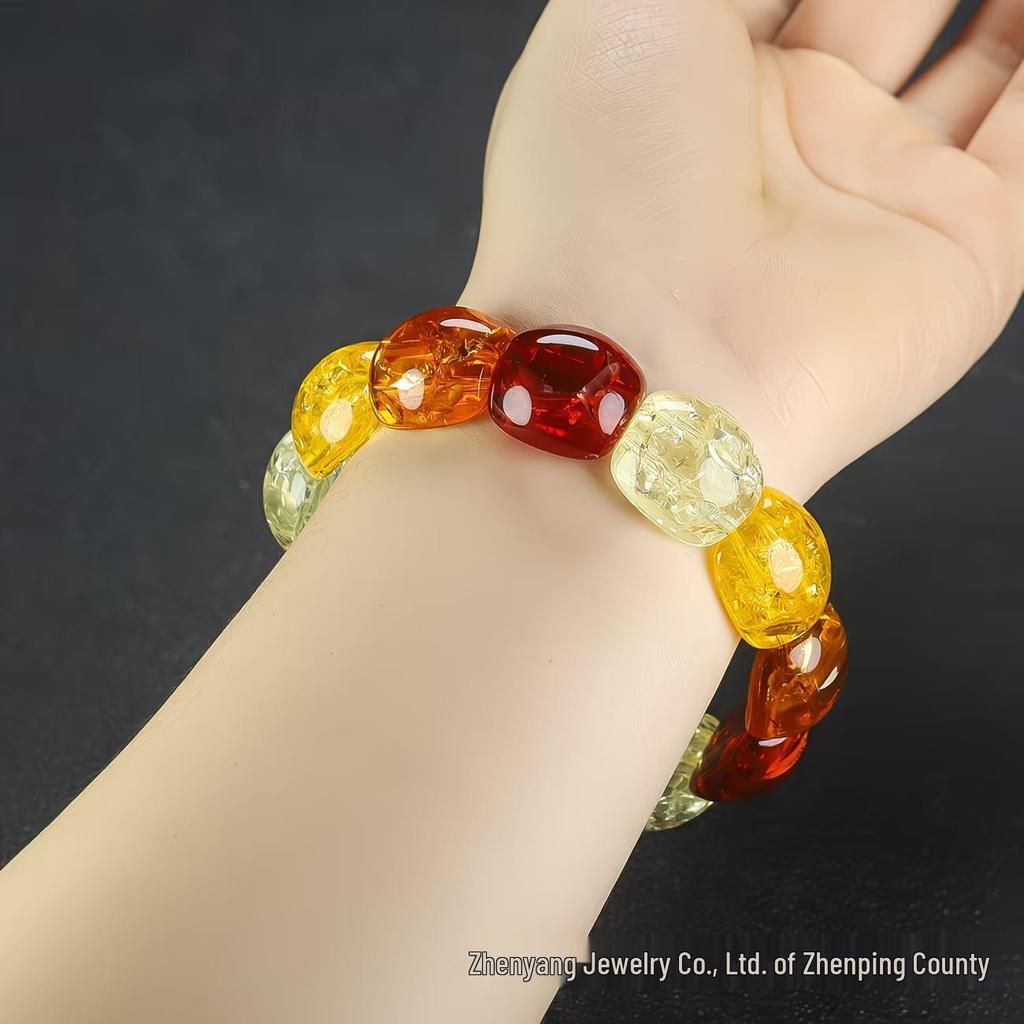 Handmade Colorful Ethnic Style Retro Natural Amber Beaded Bracelet