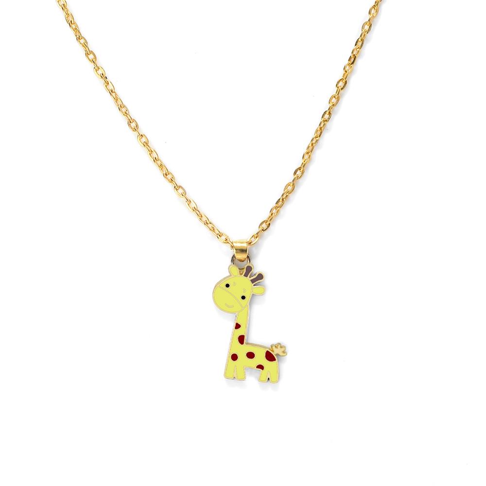 

Cartoon Animal Giraffe Pendant Necklace Cute Gold Color Alloy Chain with Lobster Clasp Fashion Jewelry Gift for Friends Children