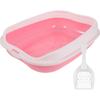 Mipcase 1 Set Cat Litter Box Pink Plastic Kitten