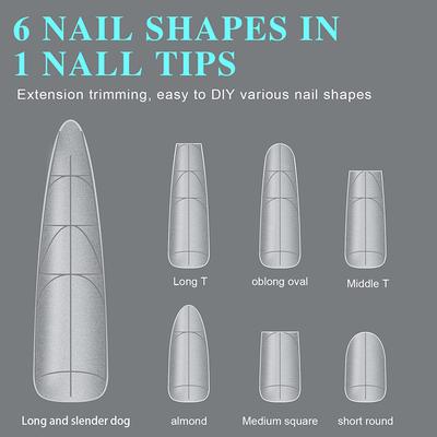 240Pcs Trapezoid Long-T Matte Soft Gel Nail Tips Traceless With Auxiliary Lines Multifun Full Cover Fake Nail For Extension