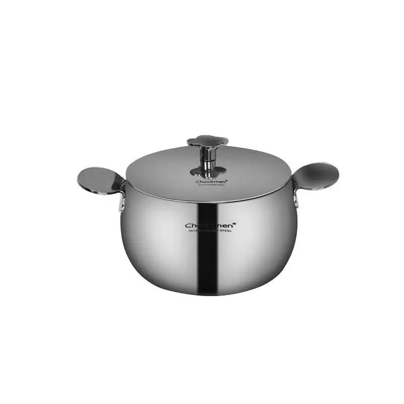 Food Grade Stainless Steel Mini Milk Pot with Two Ears Home Three-layer Steel Food Small Cute Hot Milk Stew Pot Kitchen Tools