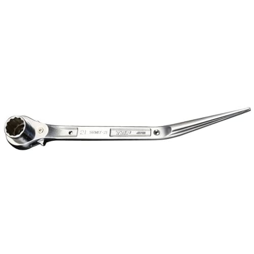 TOP Stainless Steel Ratchet Wrench, Curved Shank, for Construction Workers, 17x21mm, Made in Japan, SRM-17x21BT, Tsubame-Sanjo, Japan