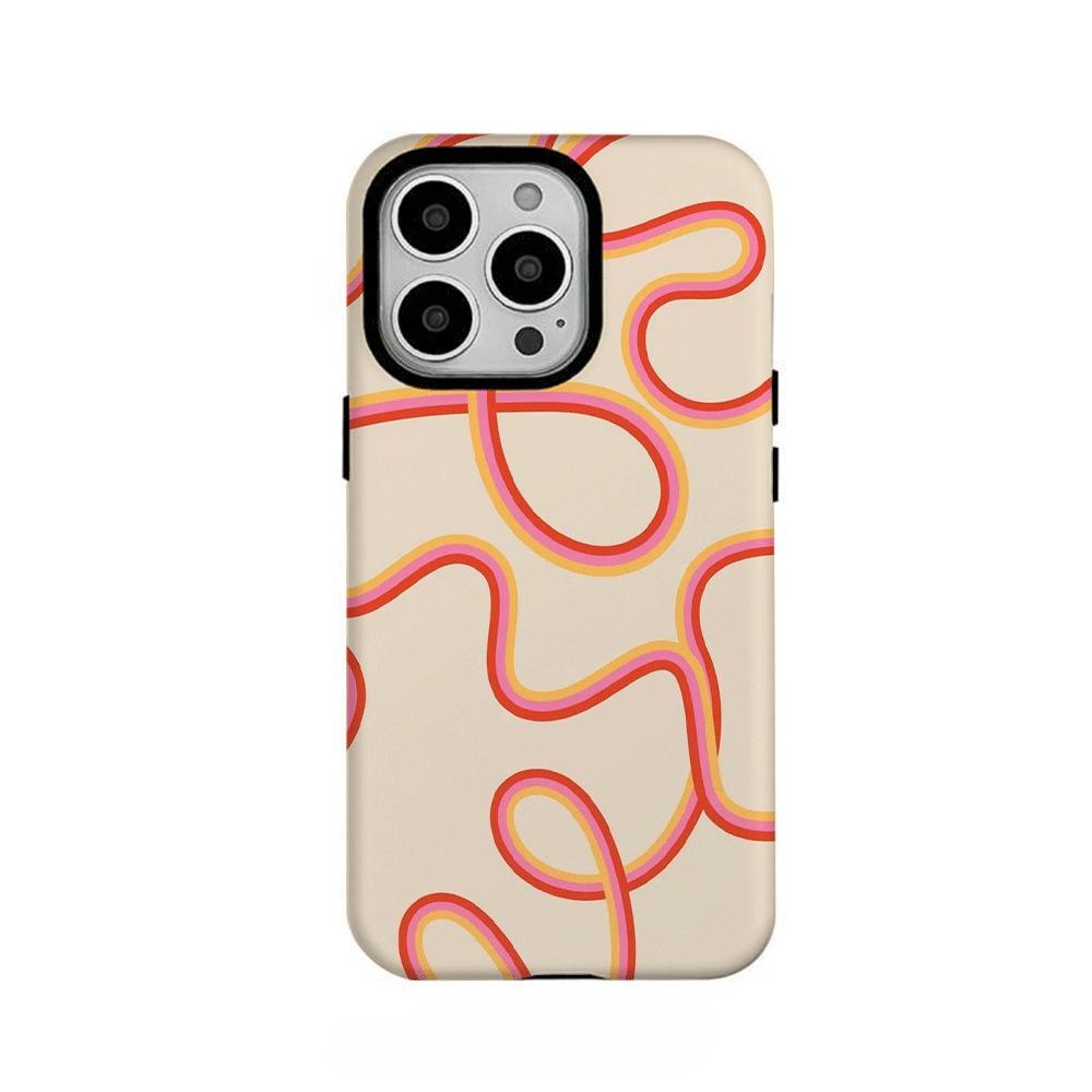 Yellow wave pattern 2-in-1 phone case suitable for iPhone 17 16 15 14 13 12 11 Pro/Max/Plus anti drop and shockproof back cover