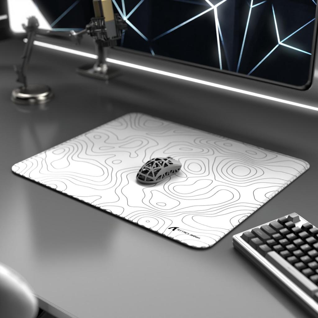 ATTACK SHARK CM02 Mouse Pad for Gaming Mouse 440 X 400 X 4mm Terrain Contour Laser Compatible with Optical Mouse Rubber Sole Thick High Precision