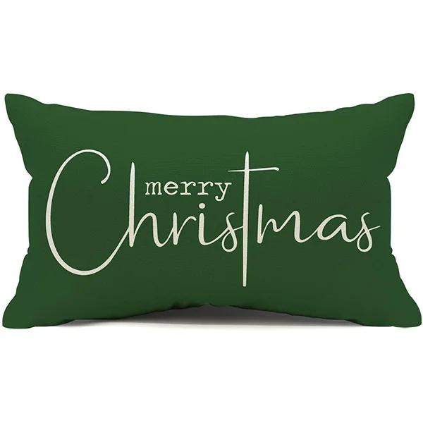 New Christmas Style Simple Letter Double-sided Printed Linen Pillow for Home Decoration, Sofa Waist Pillowcase