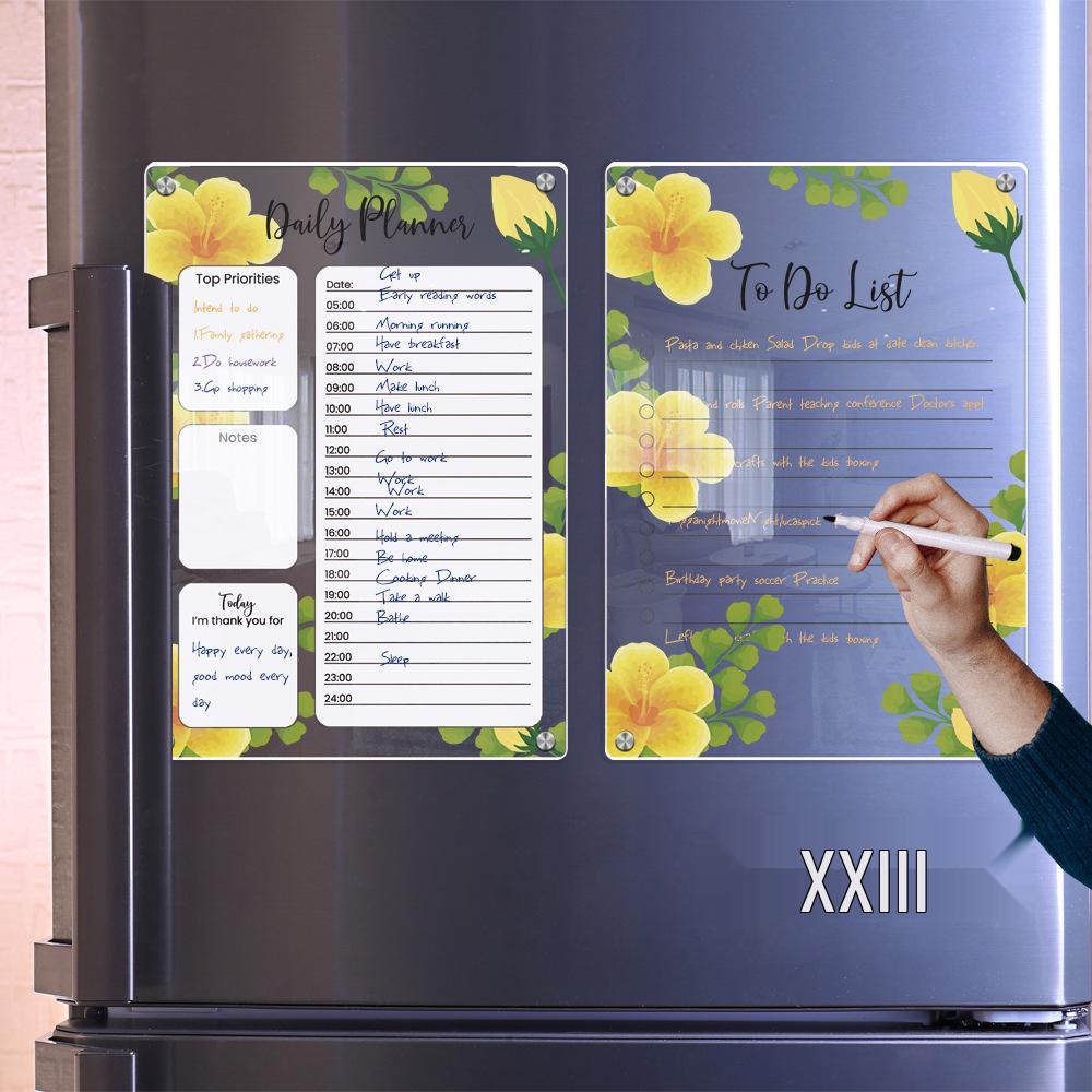 Clear Magnetic Acrylic Weekly Planner Erasable Fridge Message Board