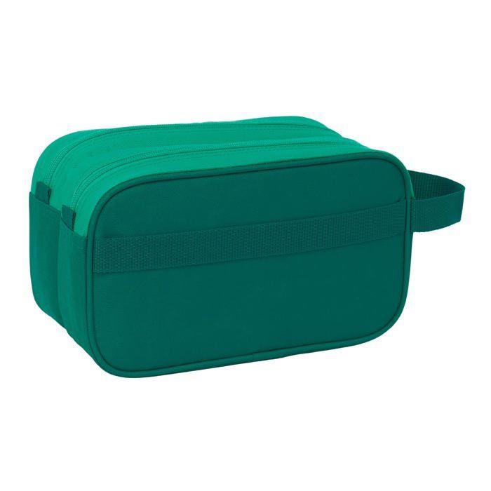 Trousse scolaire polyvalente - safta - 26x12,5x15 cm - Vert d'eau - Double compartiment - Adaptable au chariot