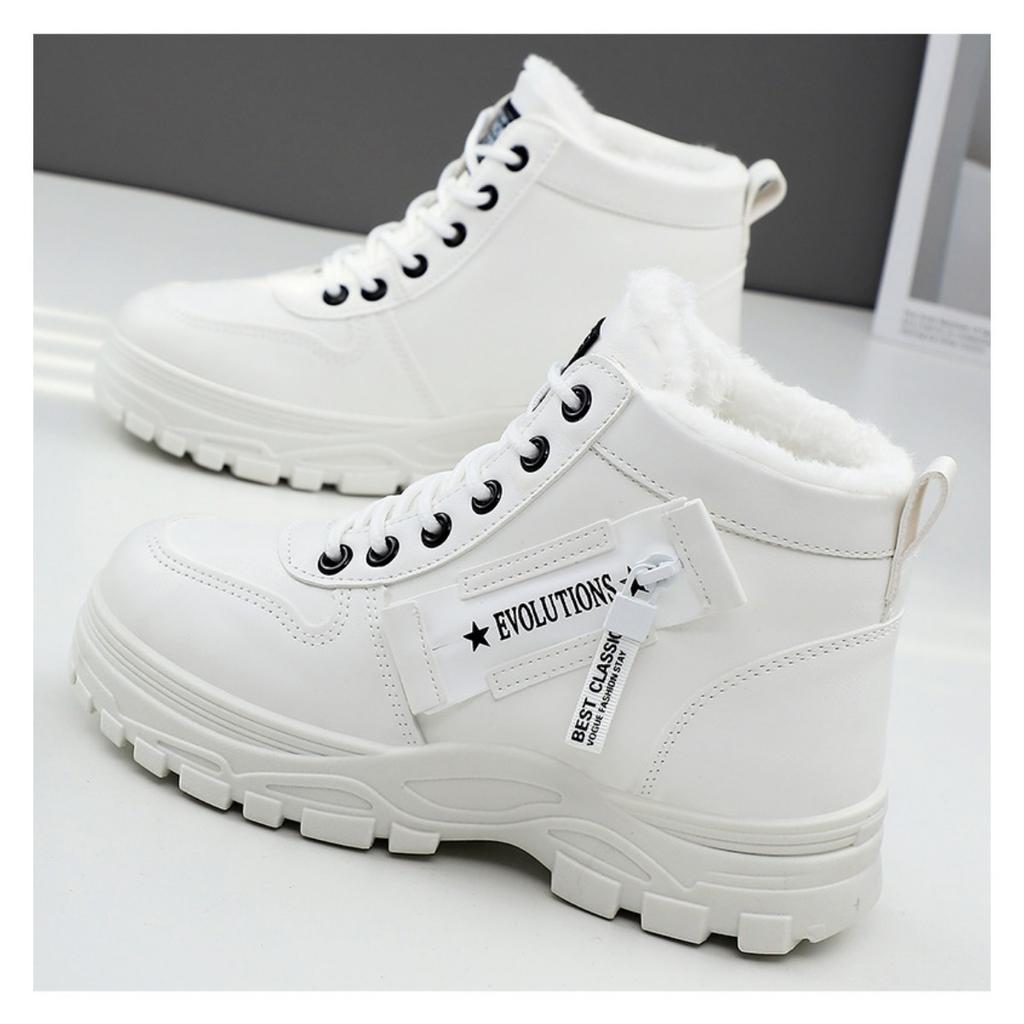 Women's Shoes, Snow Boots, Fashionable and Warm, with Thick Velvet and Cotton Shoes, Waterproof and Thick Lace Up Midsole Cotton Boots