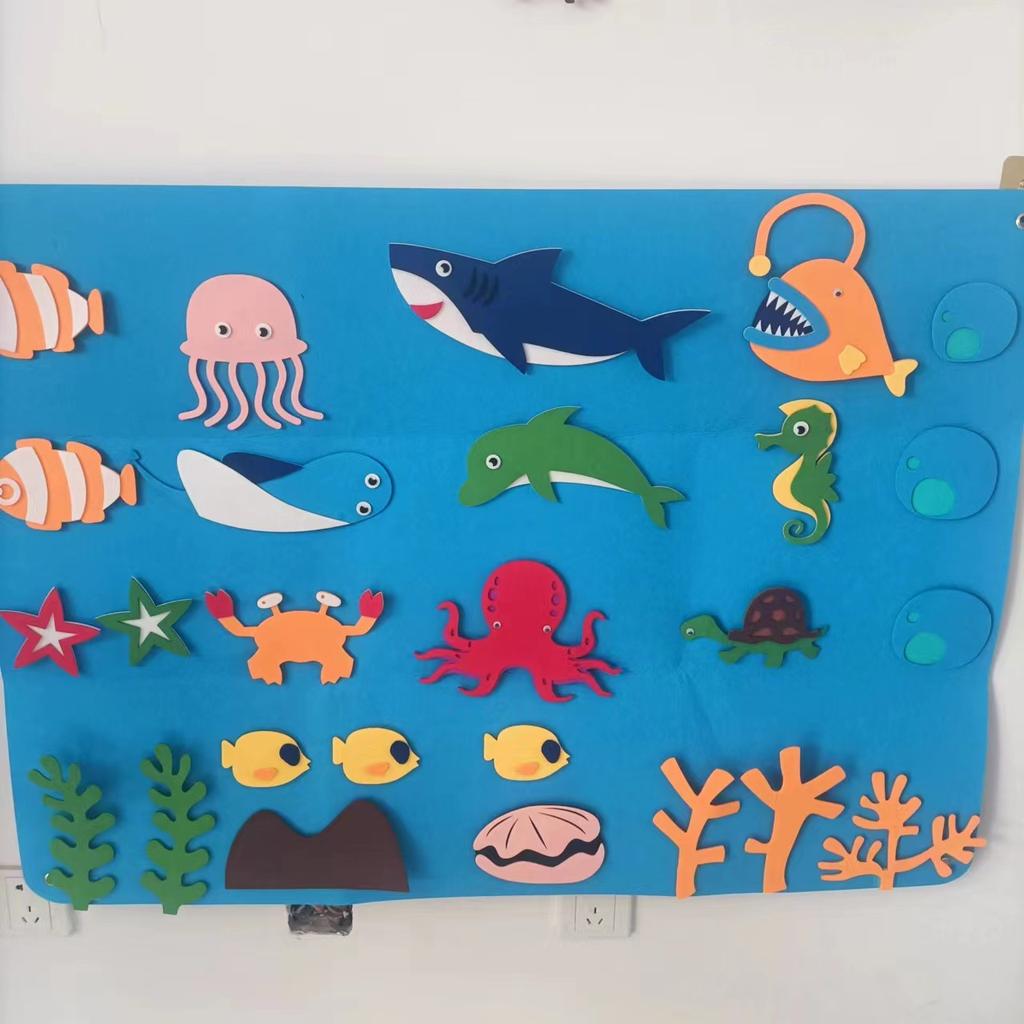 Star Felt Learning Board, Infant Training Early Education Board, Wall Stickers Educational Toys Farm Story DIY Suit