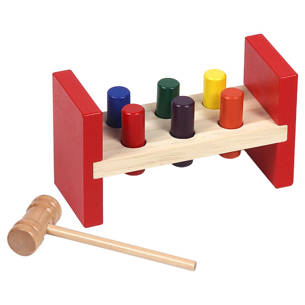Montessori Wooden Hammer Toy Children Fine Motor Training Sensory Game Color Cognition Set Educational Toy For Autistic Children