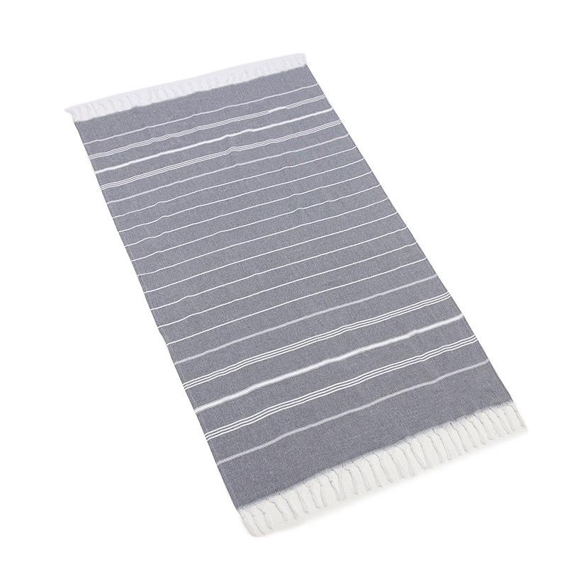 Turkish Cotton Sand-Resistant Striped Beach Shawl/Towel with Tassels