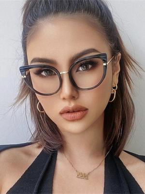 Trendy Anti Blue Light Cat Eye Eyeglasses Spectacle Frame Frame Blue Light Blocking Glasses Frame for Ladies Prescription Eyewear Cateye Accessories