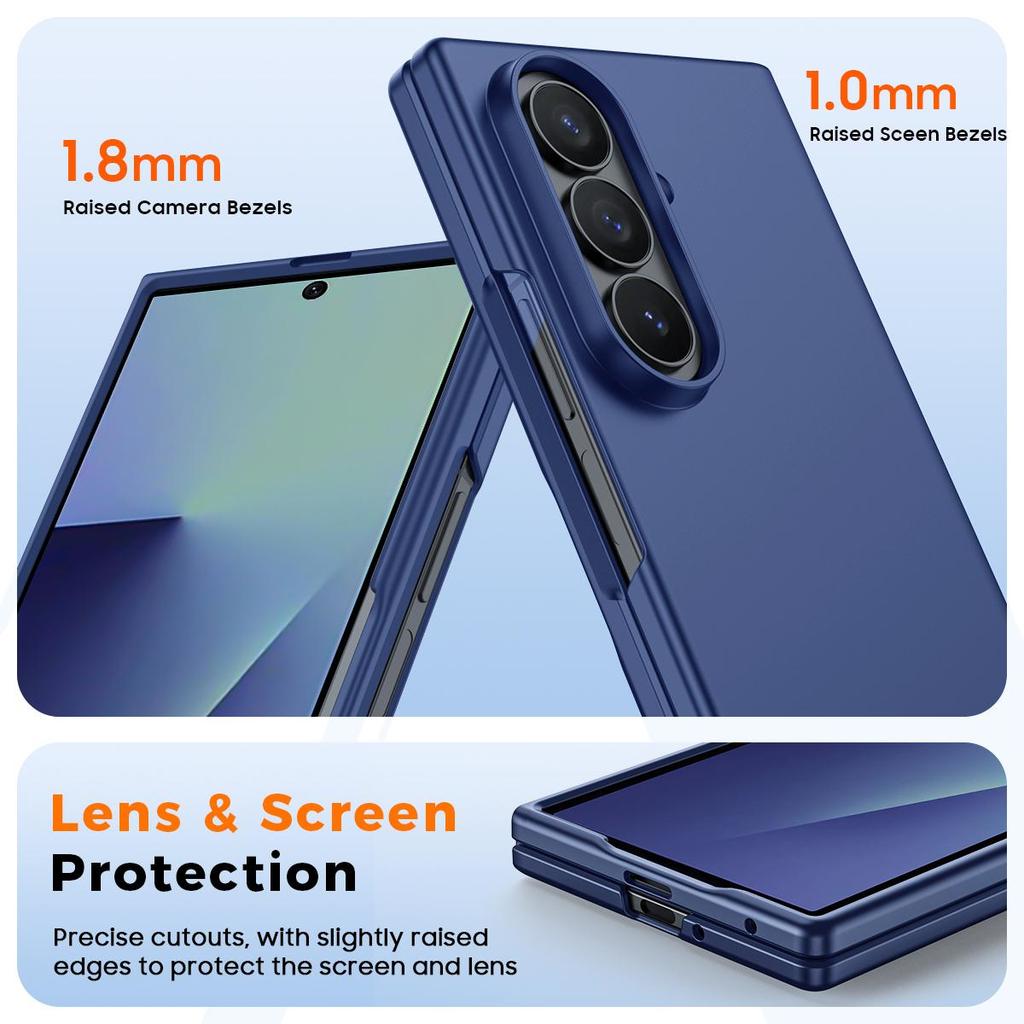 Slim Fit Case for Samsung Galaxy Z Fold 7, with Front Built-in Screen Protector, Ultra Thin Matte PC Protective Cover-Blue