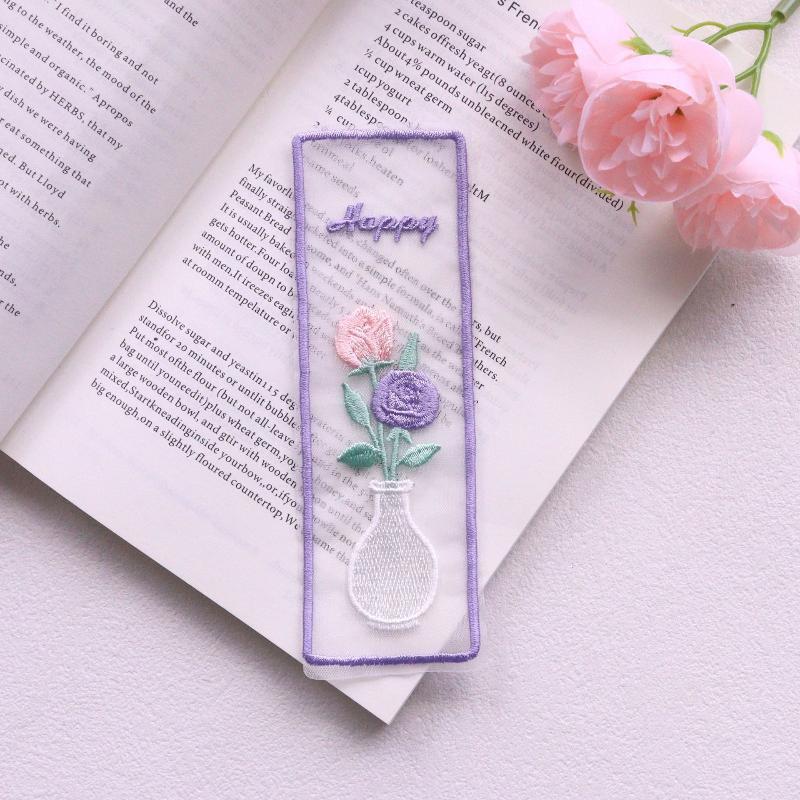 Imitation Organza Bestickte Blumen Lesezeichen Journal Dekoration Lesezeichen Geschenk Für Buchliebhaber