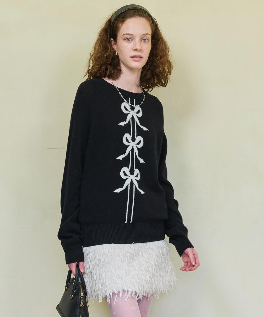 Dyuidyui Three Ribbon Knit_Black