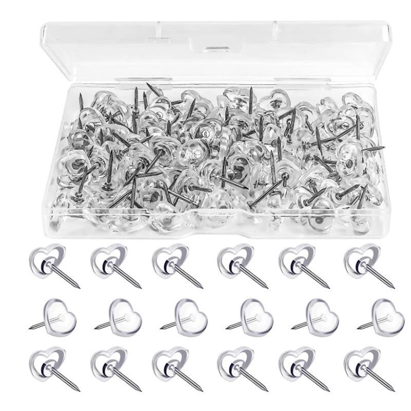 Pink Heart-Shaped Thumbtacks for DIY Projects - Multiple Sizes Available