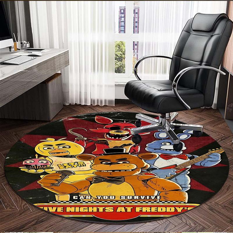 Five Nights at Freddy's Print Round Rug, Washable Floor Carpet, For Entryway Dorm Laundry Room Office Study, Home Decor Birthday Christmas Gift