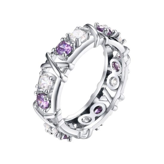 Ring Shiny Crossed Ladies Crossover Two-tone Zircons Ring Party Supply