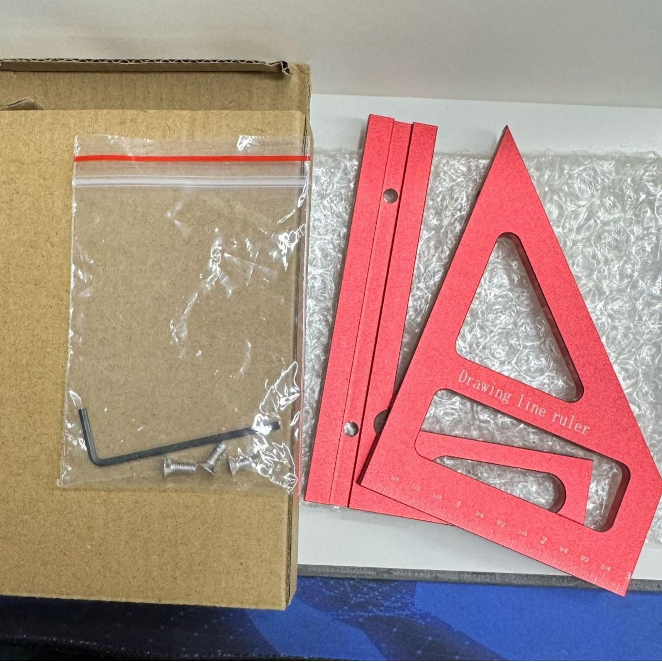 Aluminum Profile Woodworking Triangle Ruler (45°/90° Positioner, Metric/Imperial, Multi-Function) Practical Measurement Tools
