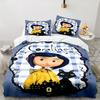 Mystery Coraline's World Bedding Set 3pcs, High Quality Bedding Set Including 1pc Duvet Cover And 2pcs Pillowcases for Bedroom, Dormitory Gift
