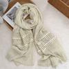 Cotton and linen scarf new fashion design sense solid color neck protection scarf literary and retro splicing scarf shawl