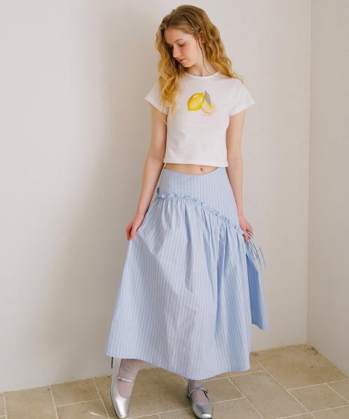 HEEARI Bliss Flare Long Skirt_Blue Stripe