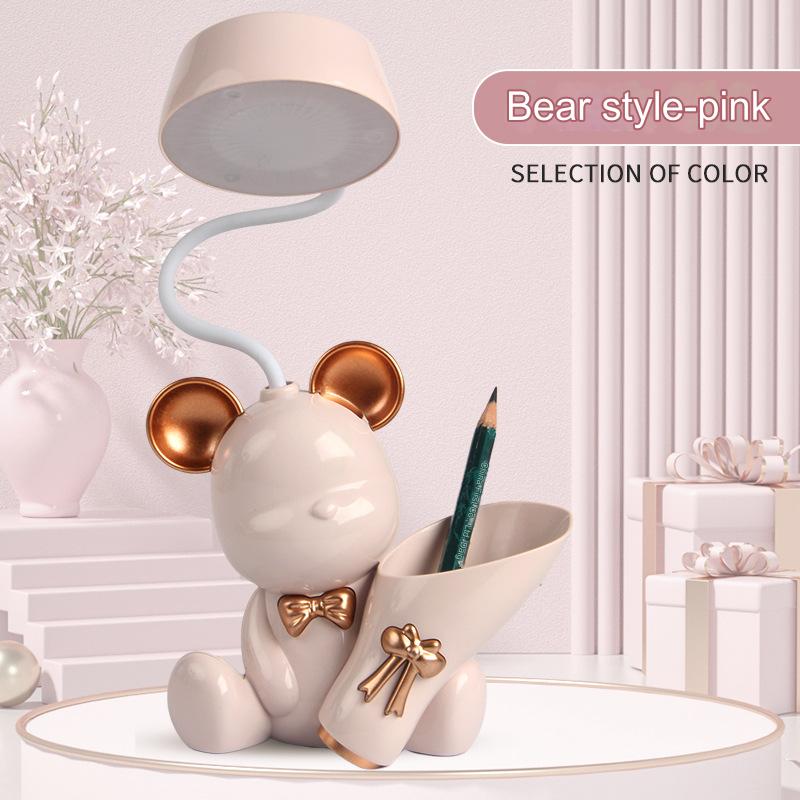 

Unique Charging Usb Pen Holder Desk Lamps With Cute Cartoon Design Student For розовый