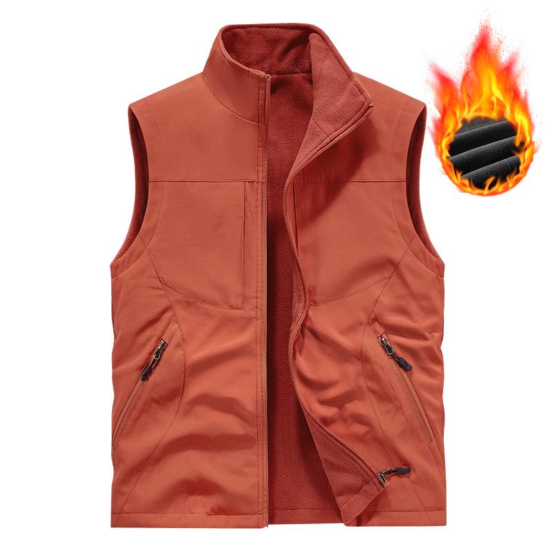 Men's Double-Sided Waterproof Windproof Fishing Vest with Velvet Lining