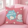 Anime Mashimaro Cushion Cover Pink Linen Textured Double Sided Cushion Cover with Invisible Zipper for Home Decor