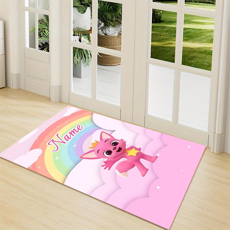 Custom Name Rainbow Fox Adventure Carpet Rug Customizable Soft Washable Anti-Slip Home Living Room Sofa Mats Personalized Rug. 0909161