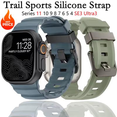 Hochwertiges Trail Silikonarmband für Apple Watch Ultra 3/2 49mm Band S11-10 46mm Armband Armband iWatch 9 8 7 SE3 6 5 45mm 44mm