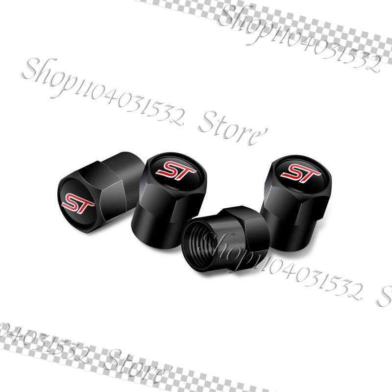 4Pcs/Set ST Logo Emblem Car Styling Wheel Tire Valve Caps Dust Covers For Ford Focus MK2 MK3 Fiesta Mondeo Kuga Accessories