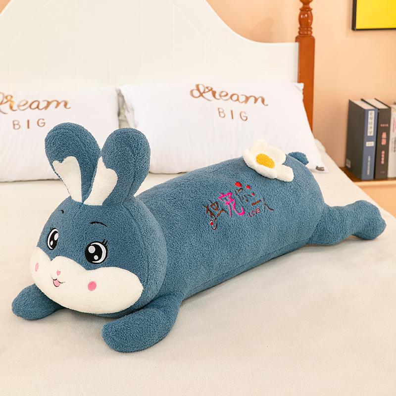 Cute little flower lying down rabbit plush toy doll cute sleeping doll boys and girls birthday gift