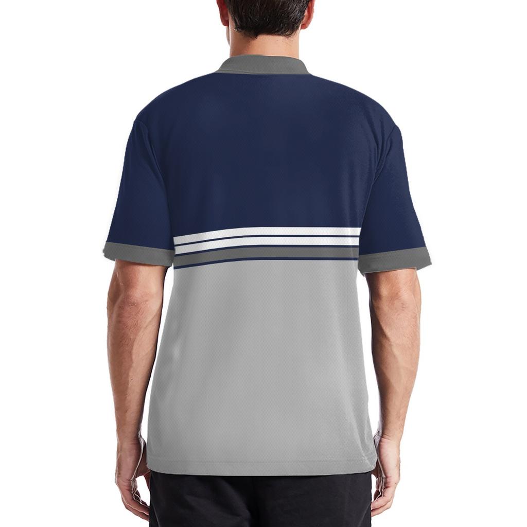 2026 Summer Men's Polo Shirt with Stripes Print Breathable Lightweight Casual Fashionable Outdoor Men's Clothing